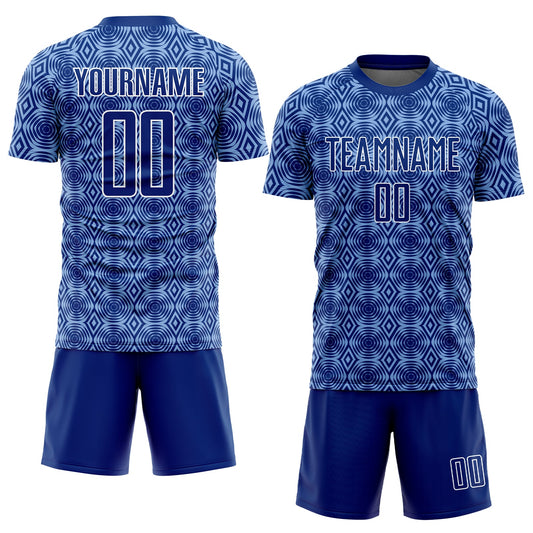 Custom Royal Light Blue-White Geometric Shapes Sublimation Soccer Uniform Jersey - Sky-Custom