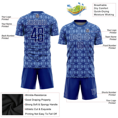 Custom Royal Light Blue-White Geometric Shapes Sublimation Soccer Uniform Jersey - Sky-Custom