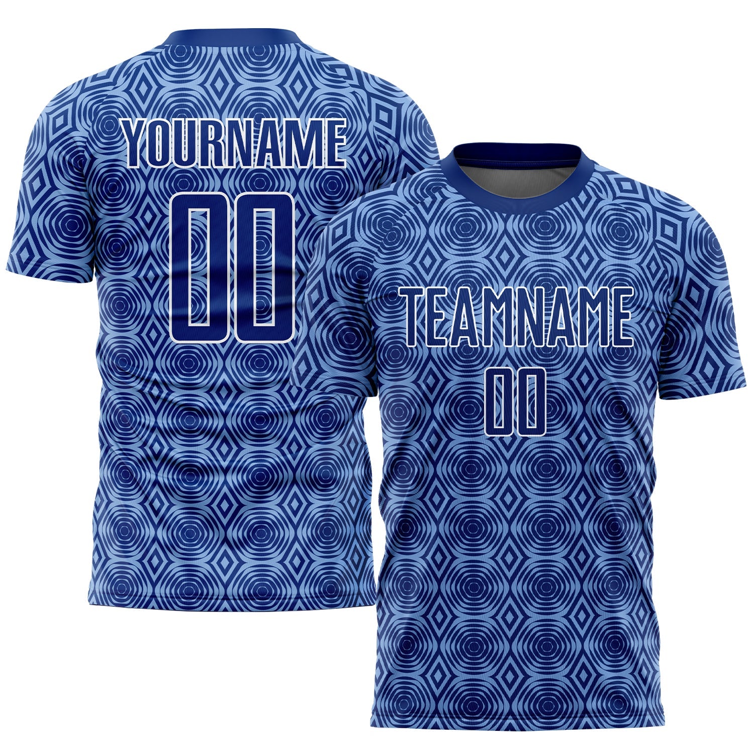 Custom Royal Light Blue-White Geometric Shapes Sublimation Soccer Uniform Jersey - Sky-Custom