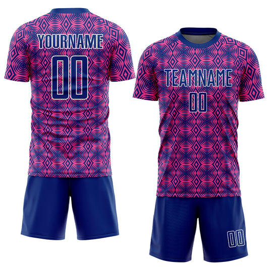 Custom Pink Royal-White Geometric Shapes Sublimation Soccer Uniform Jersey - Sky-Custom