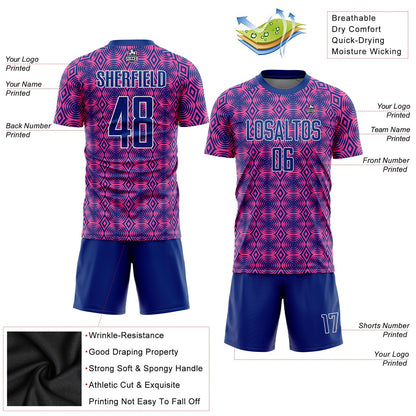 Custom Pink Royal-White Geometric Shapes Sublimation Soccer Uniform Jersey - Sky-Custom