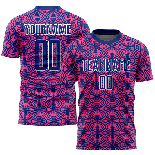 Custom Pink Royal-White Geometric Shapes Sublimation Soccer Uniform Jersey - Sky-Custom
