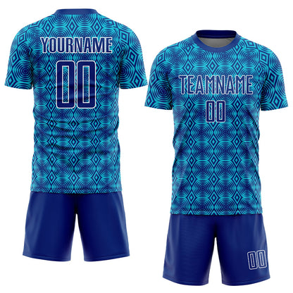 Custom Royal Lakes Blue-White Geometric Shapes Sublimation Soccer Uniform Jersey - Sky-Custom