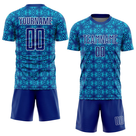 Custom Royal Lakes Blue-White Geometric Shapes Sublimation Soccer Uniform Jersey - Sky-Custom