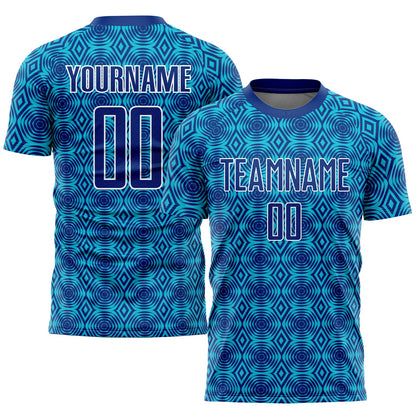 Custom Royal Lakes Blue-White Geometric Shapes Sublimation Soccer Uniform Jersey - Sky-Custom