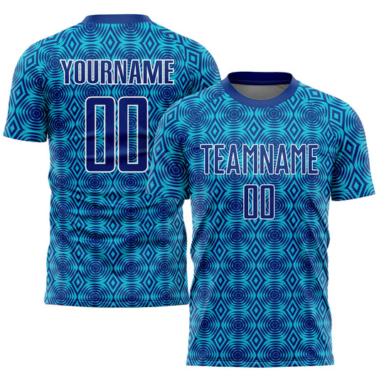 Custom Royal Lakes Blue-White Geometric Shapes Sublimation Soccer Uniform Jersey - Sky-Custom
