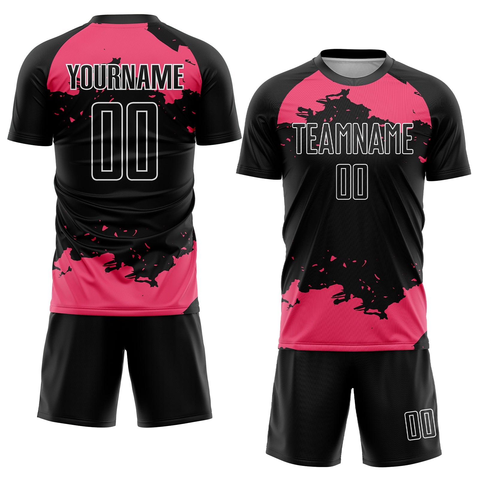 Custom Black Neon Pink-White Abstract Fragment Art Sublimation Soccer Uniform Jersey - Sky-Custom