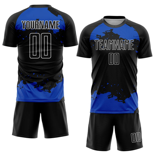 Custom Black Thunder Blue-White Abstract Fragment Art Sublimation Soccer Uniform Jersey - Sky-Custom