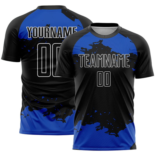 Custom Black Thunder Blue-White Abstract Fragment Art Sublimation Soccer Uniform Jersey - Sky-Custom