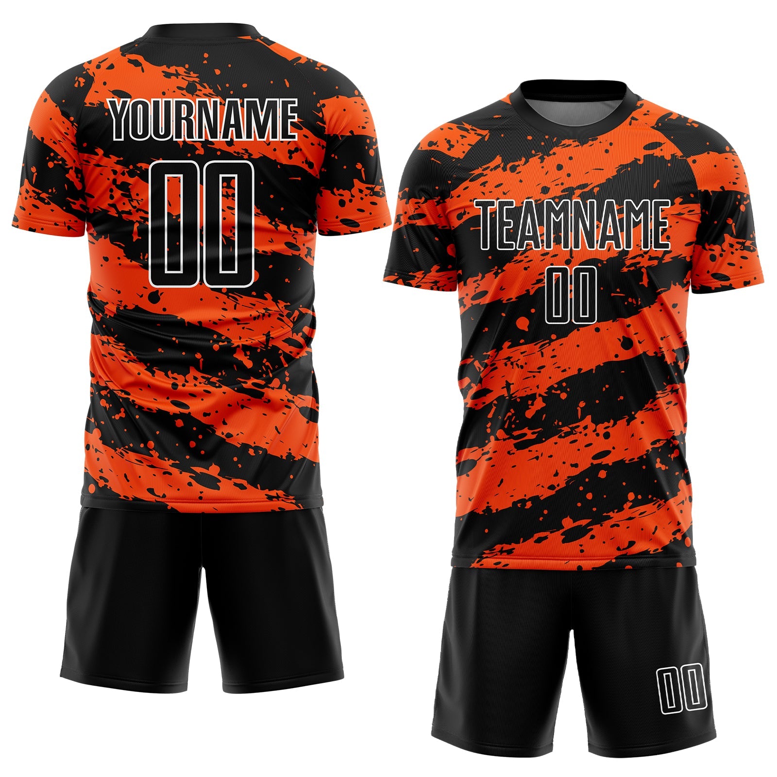 Custom Black Orange-White Splash Sublimation Soccer Uniform Jersey - Sky-Custom