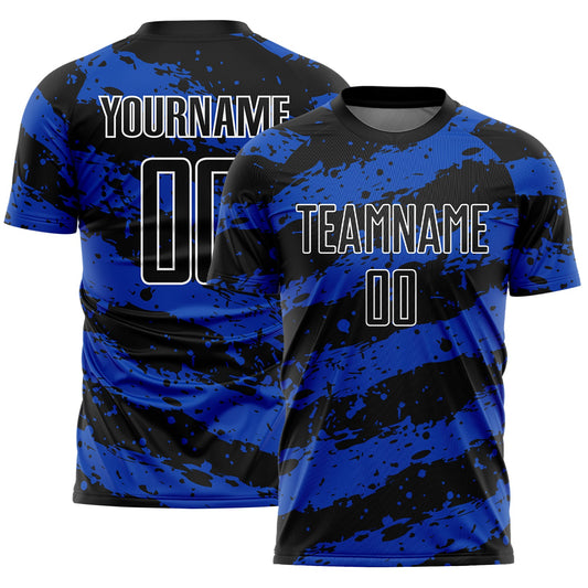 Custom Black Thunder Blue-White Splash Sublimation Soccer Uniform Jersey - Sky-Custom