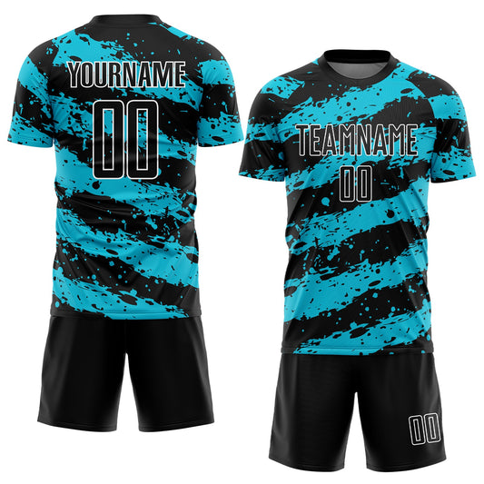 Custom Black Lakes Blue-White Splash Sublimation Soccer Uniform Jersey - Sky-Custom