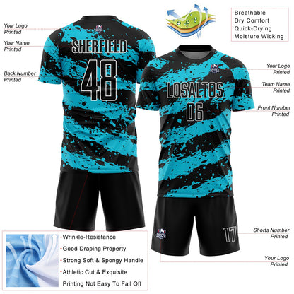 Custom Black Lakes Blue-White Splash Sublimation Soccer Uniform Jersey - Sky-Custom