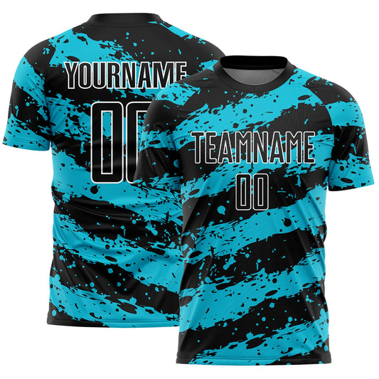 Custom Black Lakes Blue-White Splash Sublimation Soccer Uniform Jersey - Sky-Custom