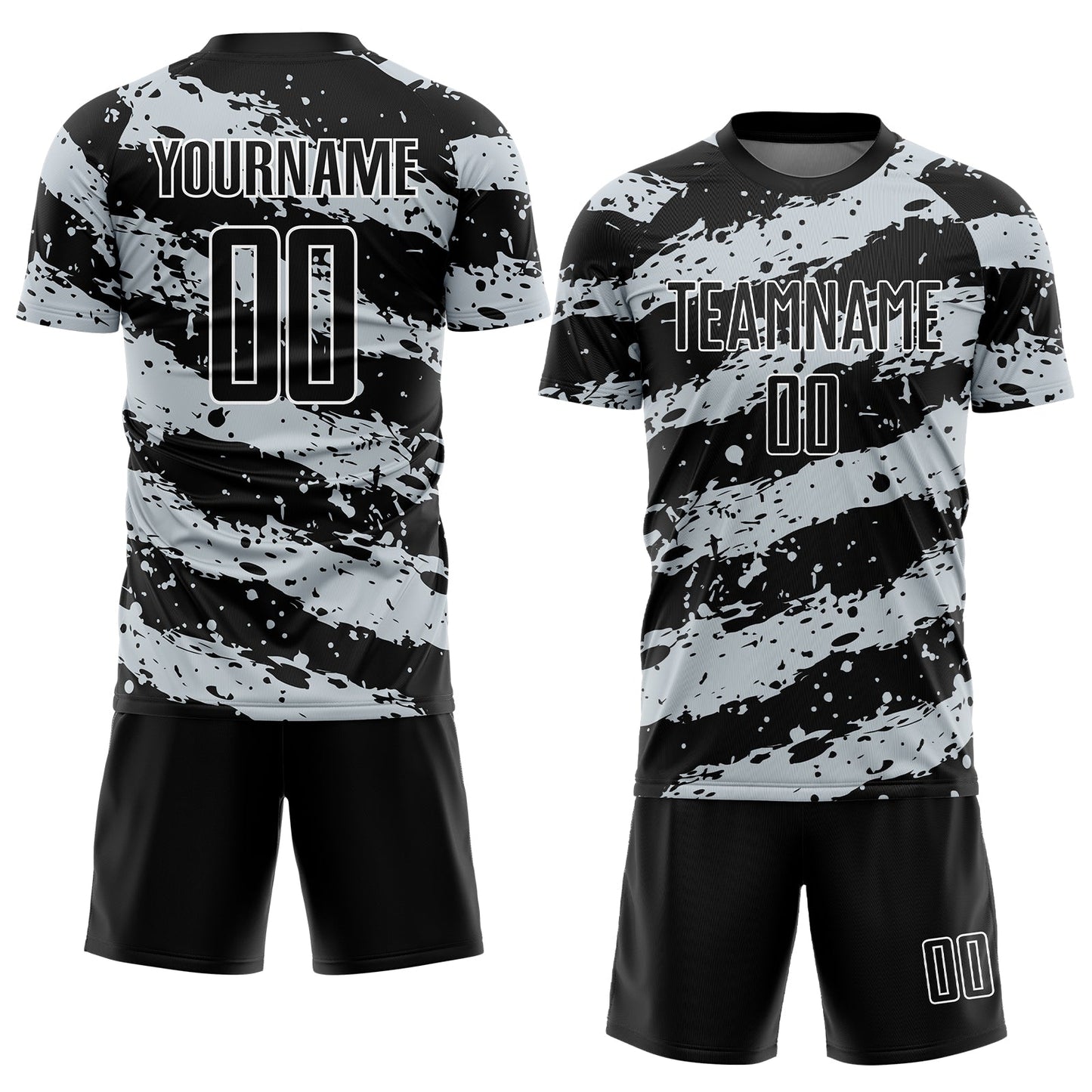 Custom Black Light Gray-White Splash Sublimation Soccer Uniform Jersey - Sky-Custom