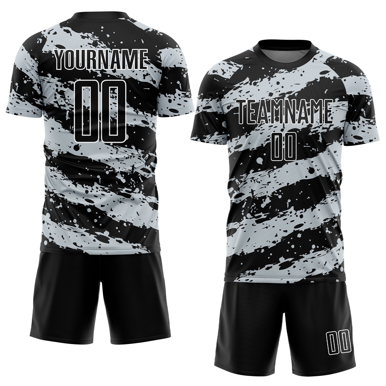 Custom Black Light Gray-White Splash Sublimation Soccer Uniform Jersey - Sky-Custom
