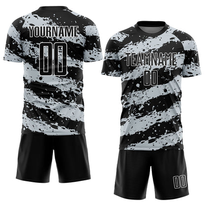 Custom Black Light Gray-White Splash Sublimation Soccer Uniform Jersey - Sky-Custom