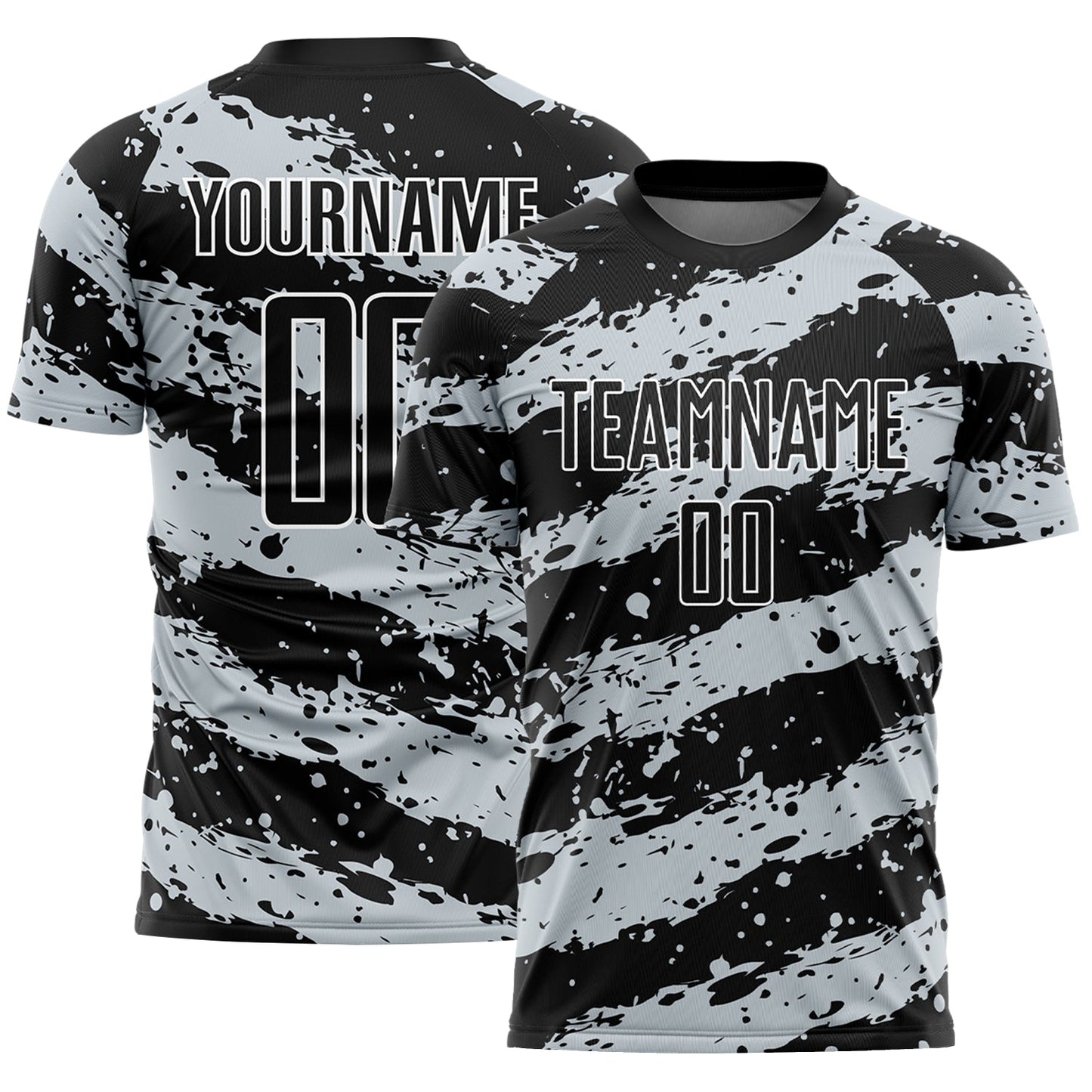 Custom Black Light Gray-White Splash Sublimation Soccer Uniform Jersey - Sky-Custom