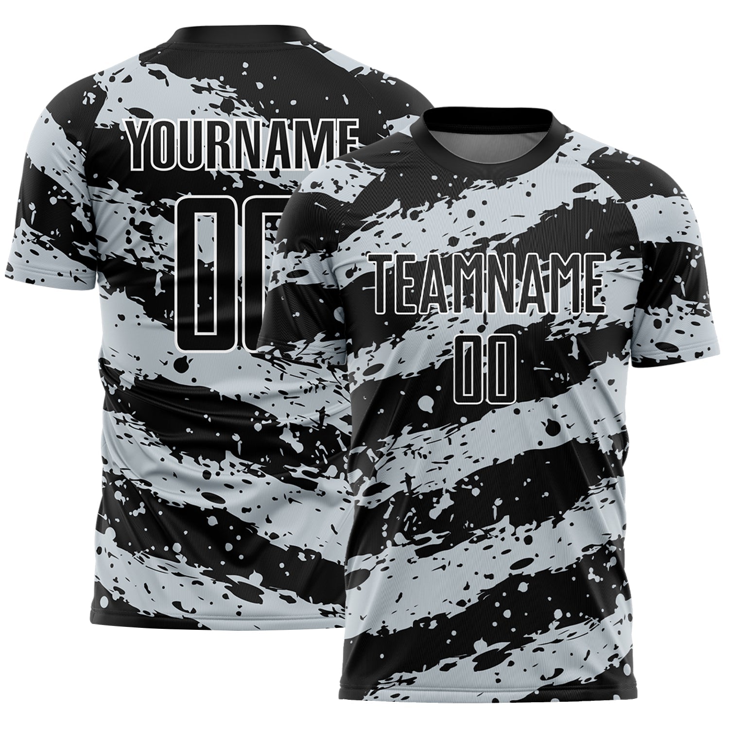 Custom Black Light Gray-White Splash Sublimation Soccer Uniform Jersey - Sky-Custom