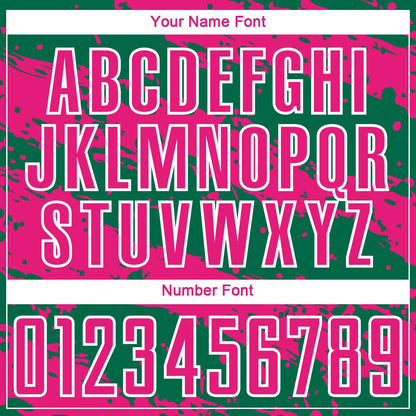 Custom Kelly Green Hot Pink-White Splash Sublimation Soccer Uniform Jersey - Sky-Custom