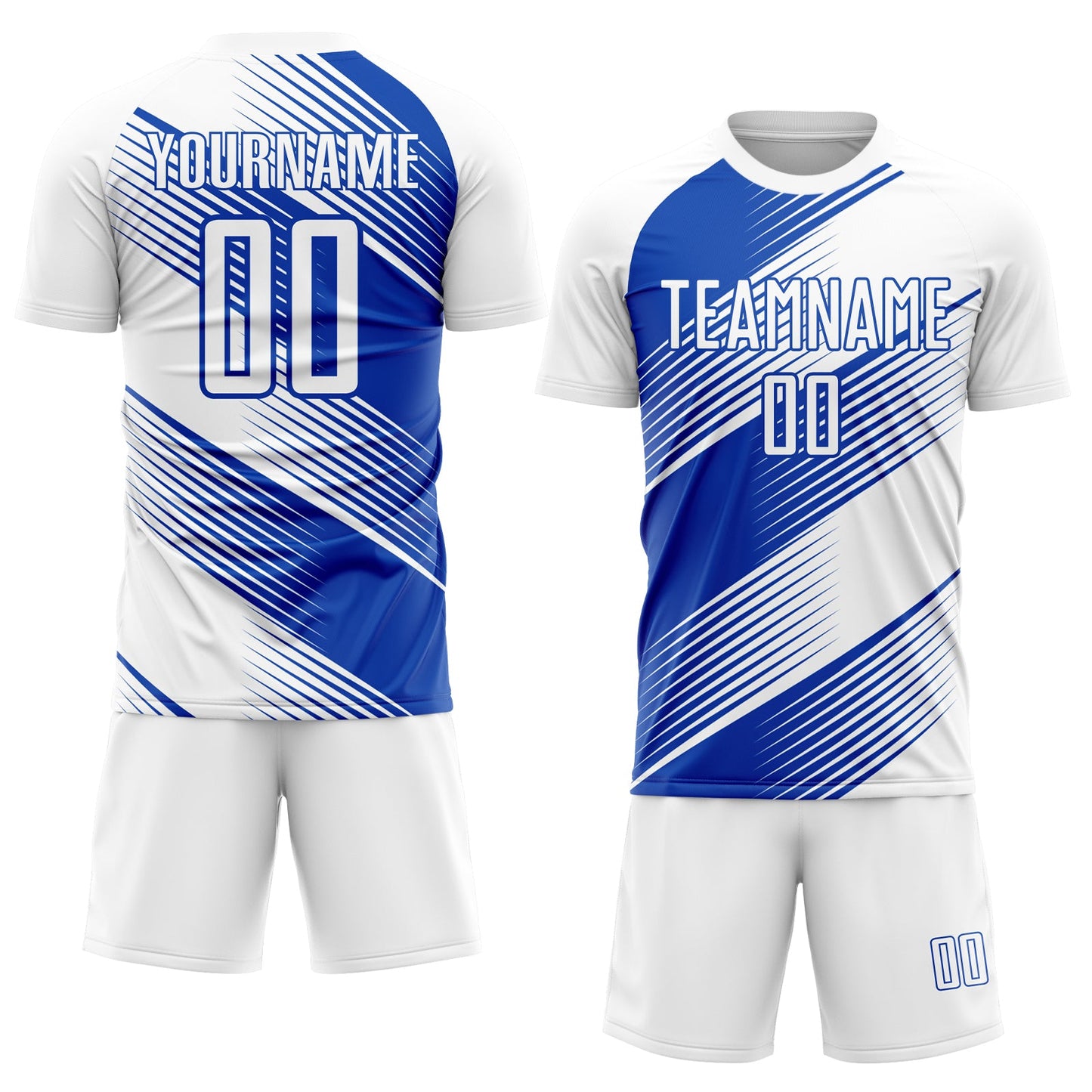 Custom White Thunder Blue Line Sublimation Soccer Uniform Jersey - Sky-Custom