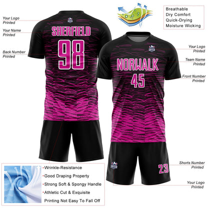Custom Black Deep Pink-White Line Sublimation Soccer Uniform Jersey - Sky-Custom