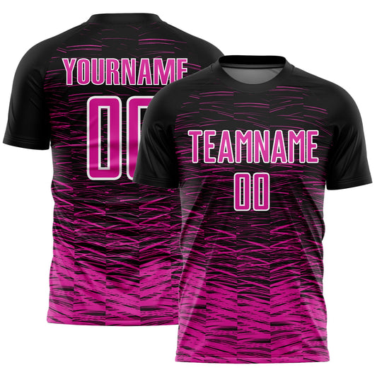 Custom Black Deep Pink-White Line Sublimation Soccer Uniform Jersey - Sky-Custom
