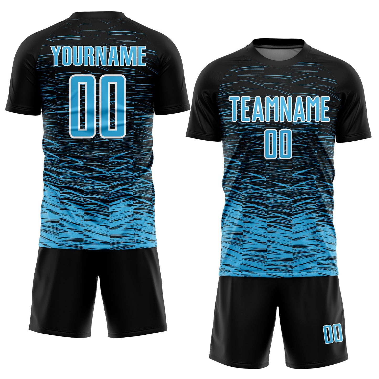 Custom Black Sky Blue-White Line Sublimation Soccer Uniform Jersey - Sky-Custom