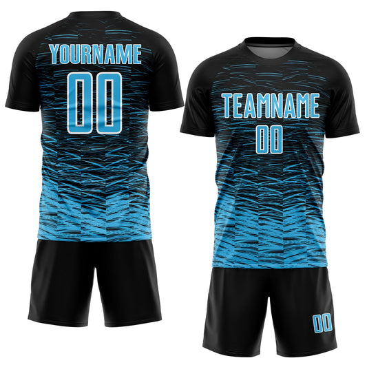 Custom Black Sky Blue-White Line Sublimation Soccer Uniform Jersey - Sky-Custom