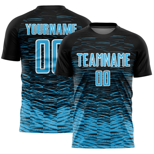 Custom Black Sky Blue-White Line Sublimation Soccer Uniform Jersey - Sky-Custom