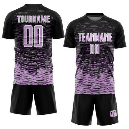 Custom Black Light Purple-White Line Sublimation Soccer Uniform Jersey - Sky-Custom