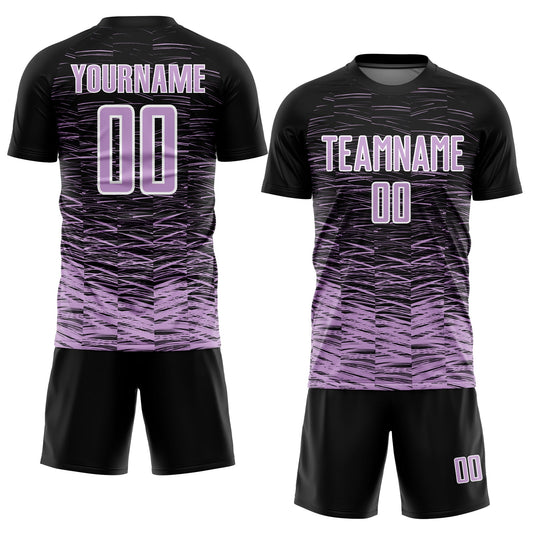 Custom Black Light Purple-White Line Sublimation Soccer Uniform Jersey - Sky-Custom