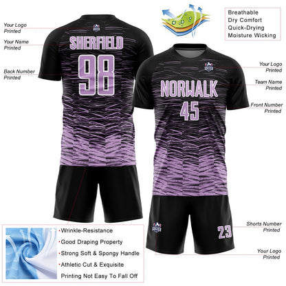 Custom Black Light Purple-White Line Sublimation Soccer Uniform Jersey - Sky-Custom