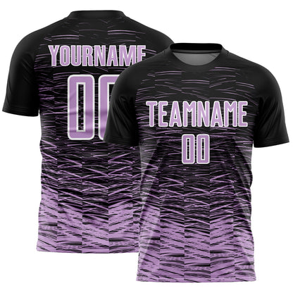 Custom Black Light Purple-White Line Sublimation Soccer Uniform Jersey - Sky-Custom