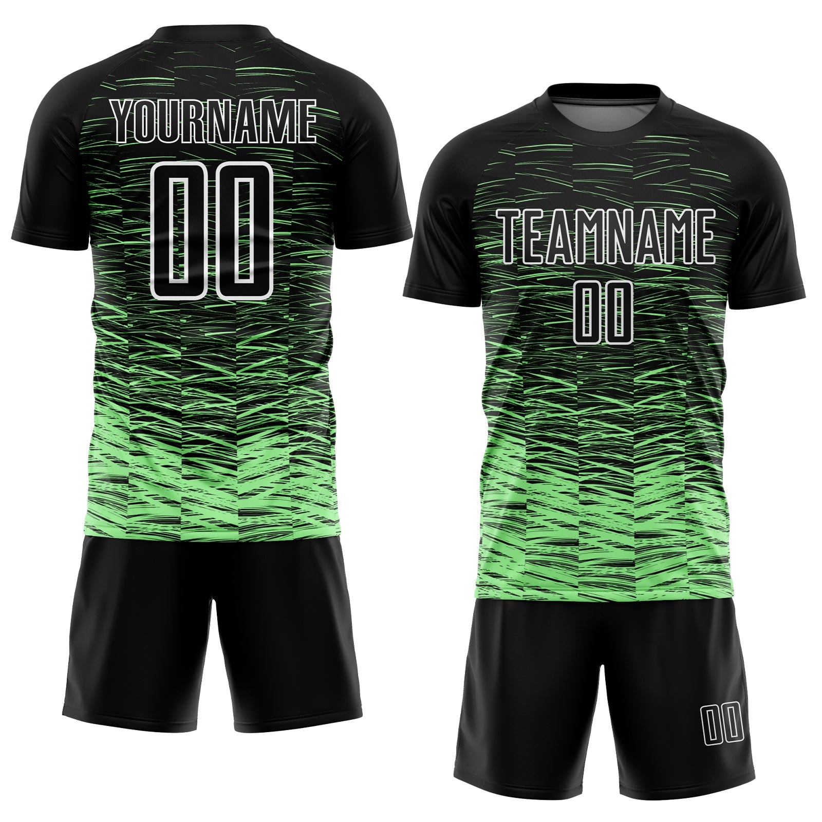 Custom Black Pea Green-White Line Sublimation Soccer Uniform Jersey - Sky-Custom