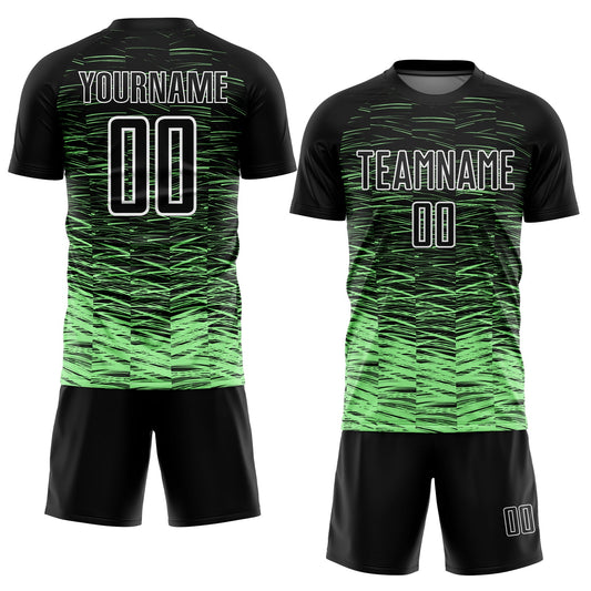Custom Black Pea Green-White Line Sublimation Soccer Uniform Jersey - Sky-Custom