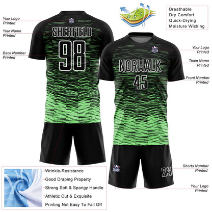 Custom Black Pea Green-White Line Sublimation Soccer Uniform Jersey - Sky-Custom