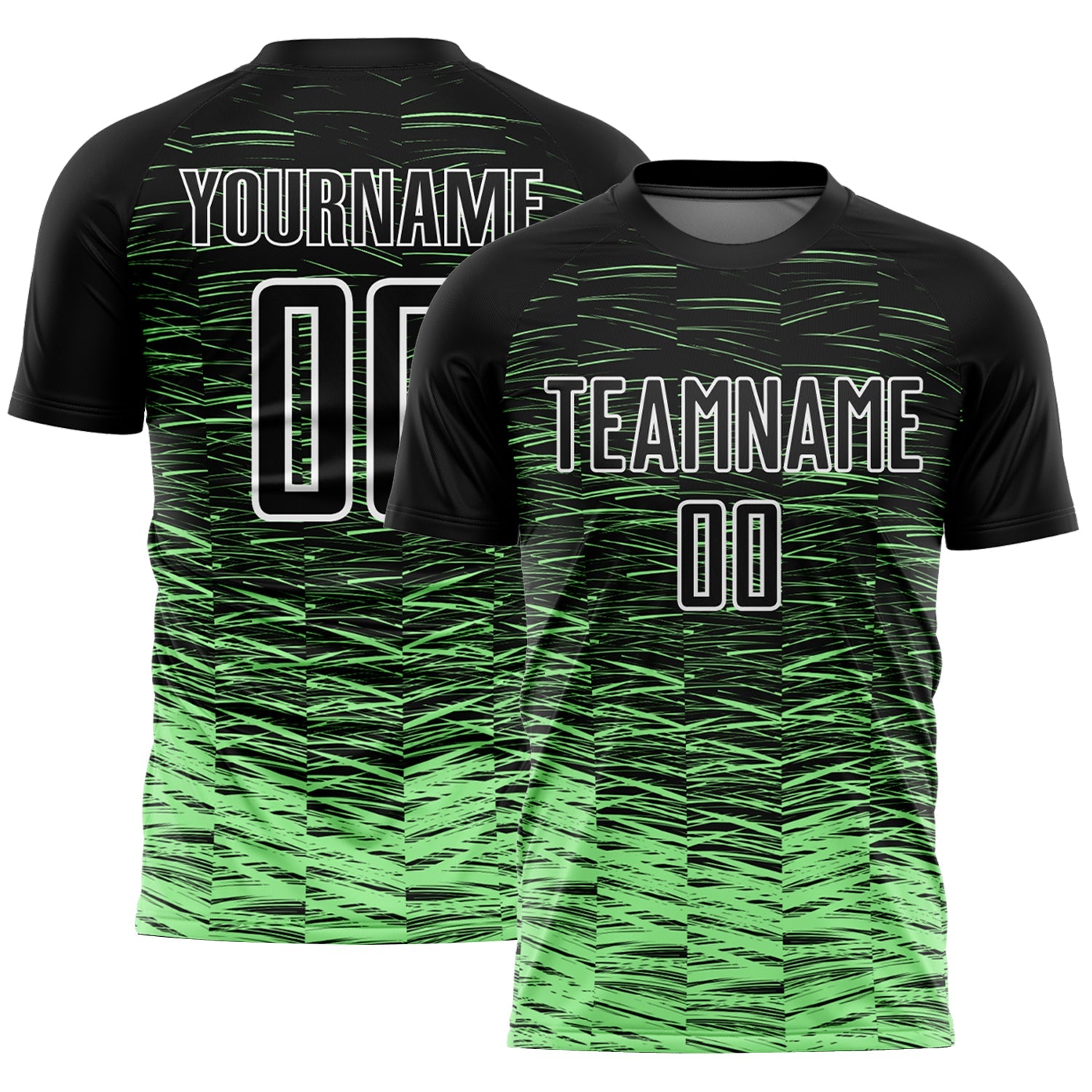 Custom Black Pea Green-White Line Sublimation Soccer Uniform Jersey - Sky-Custom