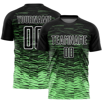 Custom Black Pea Green-White Line Sublimation Soccer Uniform Jersey - Sky-Custom