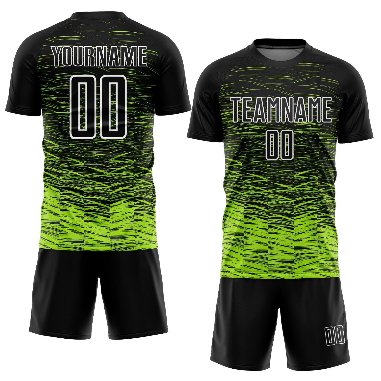 Custom Black Neon Green-White Line Sublimation Soccer Uniform Jersey - Sky-Custom