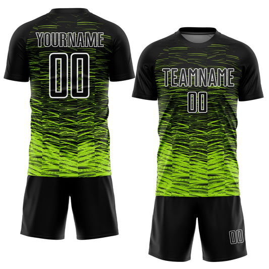Custom Black Neon Green-White Line Sublimation Soccer Uniform Jersey - Sky-Custom
