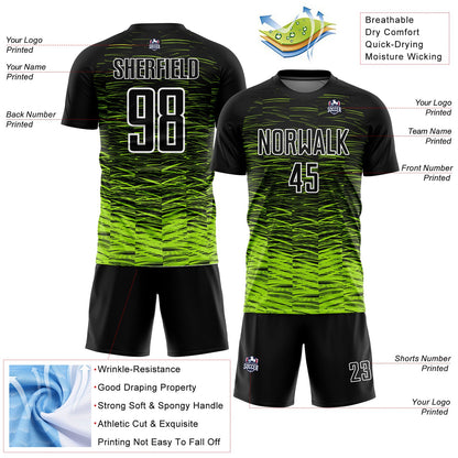 Custom Black Neon Green-White Line Sublimation Soccer Uniform Jersey - Sky-Custom