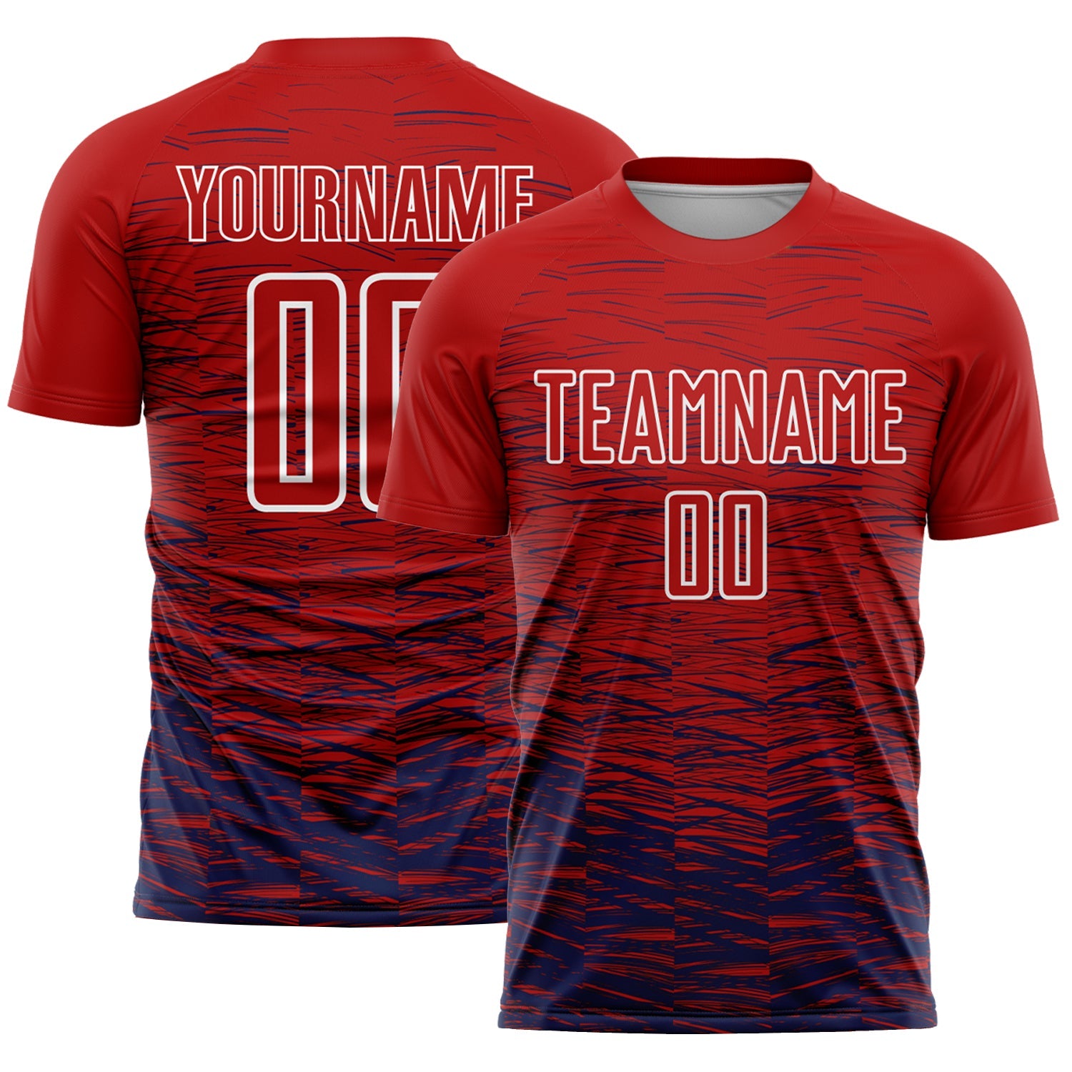 Custom Red Navy-White Line Sublimation Soccer Uniform Jersey - Sky-Custom