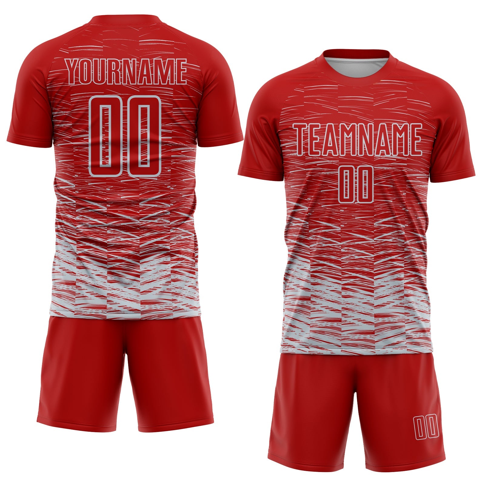 Custom Red Silver-White Line Sublimation Soccer Uniform Jersey - Sky-Custom