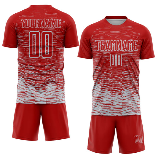 Custom Red Silver-White Line Sublimation Soccer Uniform Jersey - Sky-Custom