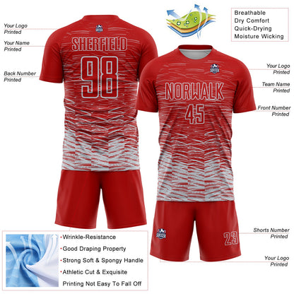 Custom Red Silver-White Line Sublimation Soccer Uniform Jersey - Sky-Custom
