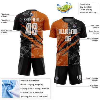 Custom Graffiti Pattern Black-Texas Orange Scratch Sublimation Soccer Uniform Jersey - Sky-Custom