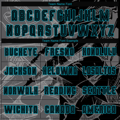 Custom Graffiti Pattern Black Steel Gray-Teal Scratch Sublimation Soccer Uniform Jersey - Sky-Custom