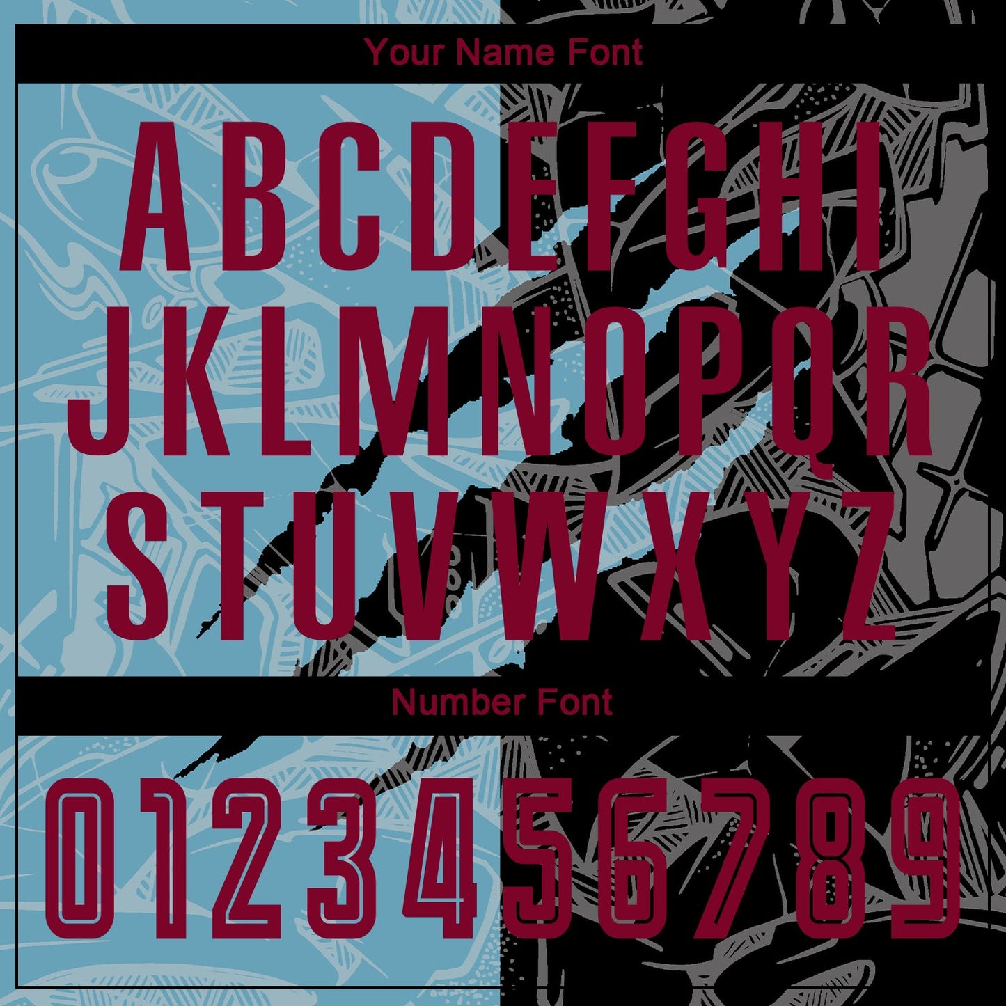 Custom Graffiti Pattern Maroon Black-Shadow Blue Scratch Sublimation Soccer Uniform Jersey - Sky-Custom