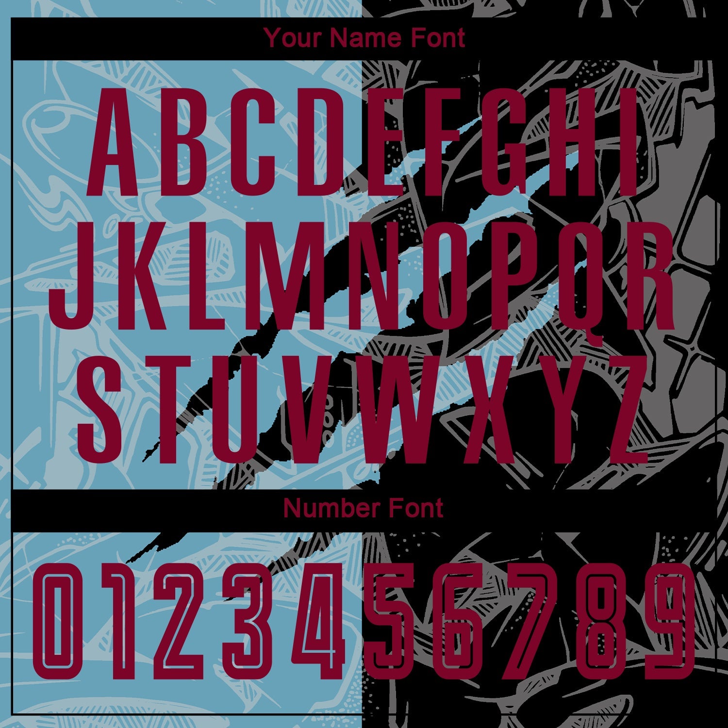 Custom Graffiti Pattern Maroon Black-Shadow Blue Scratch Sublimation Soccer Uniform Jersey - Sky-Custom
